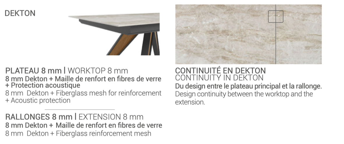Table en Dekton au piètement métal design - fixe ou extensible - Halo Bois par Cancio